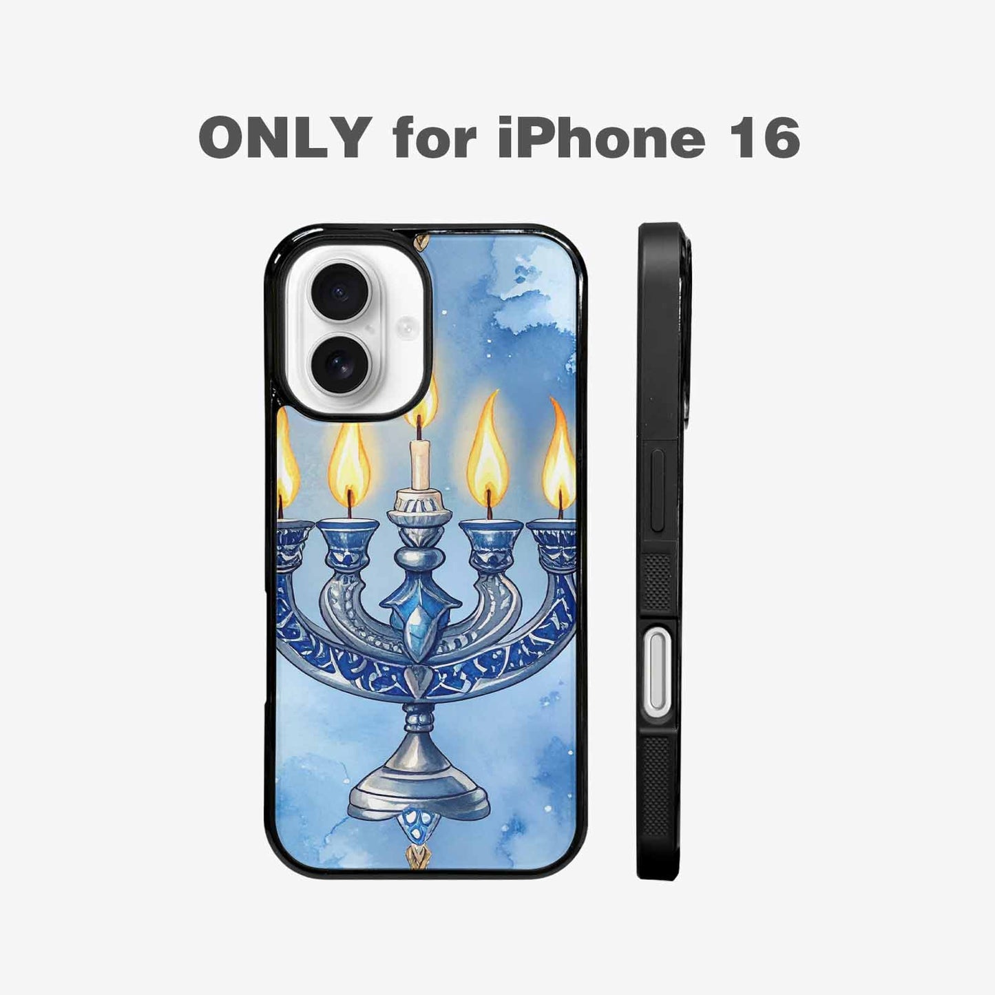 iPhone 16 Case — Hanukkah Menorah Pattern Seamless Repeat Jewish, Custom Print Case Cover
