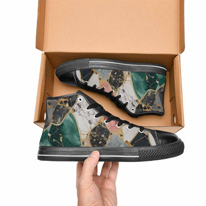WOMEN'S Marble Stone Texture High Top Canvas Vivid Custom Shoes