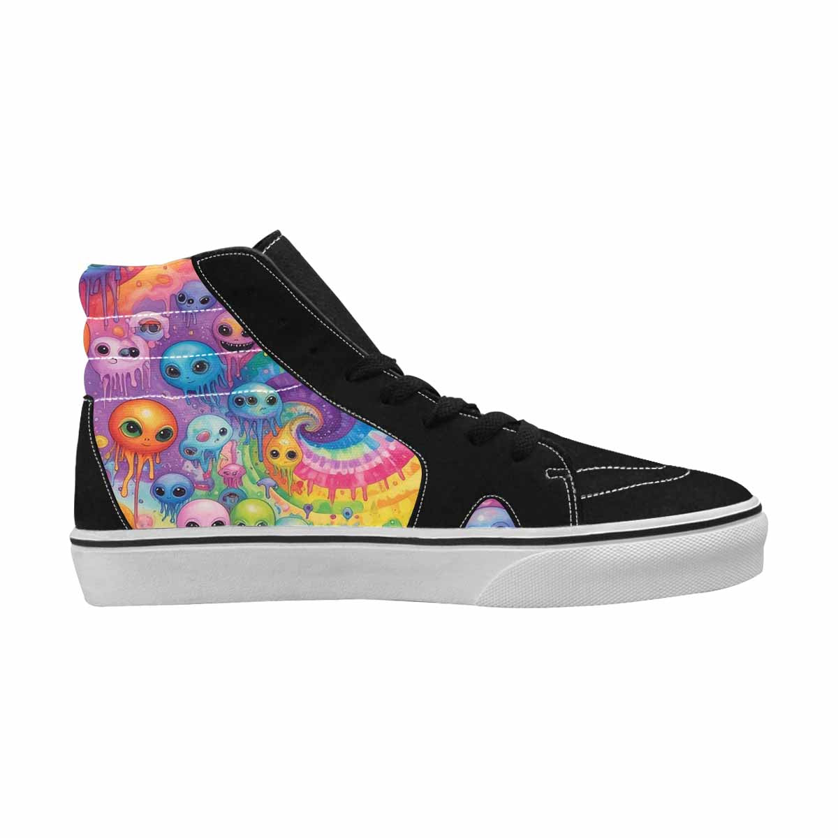 MEN'S Aliens  Tie Dye High Top Canvas Neon Fantasy Custom Shoes