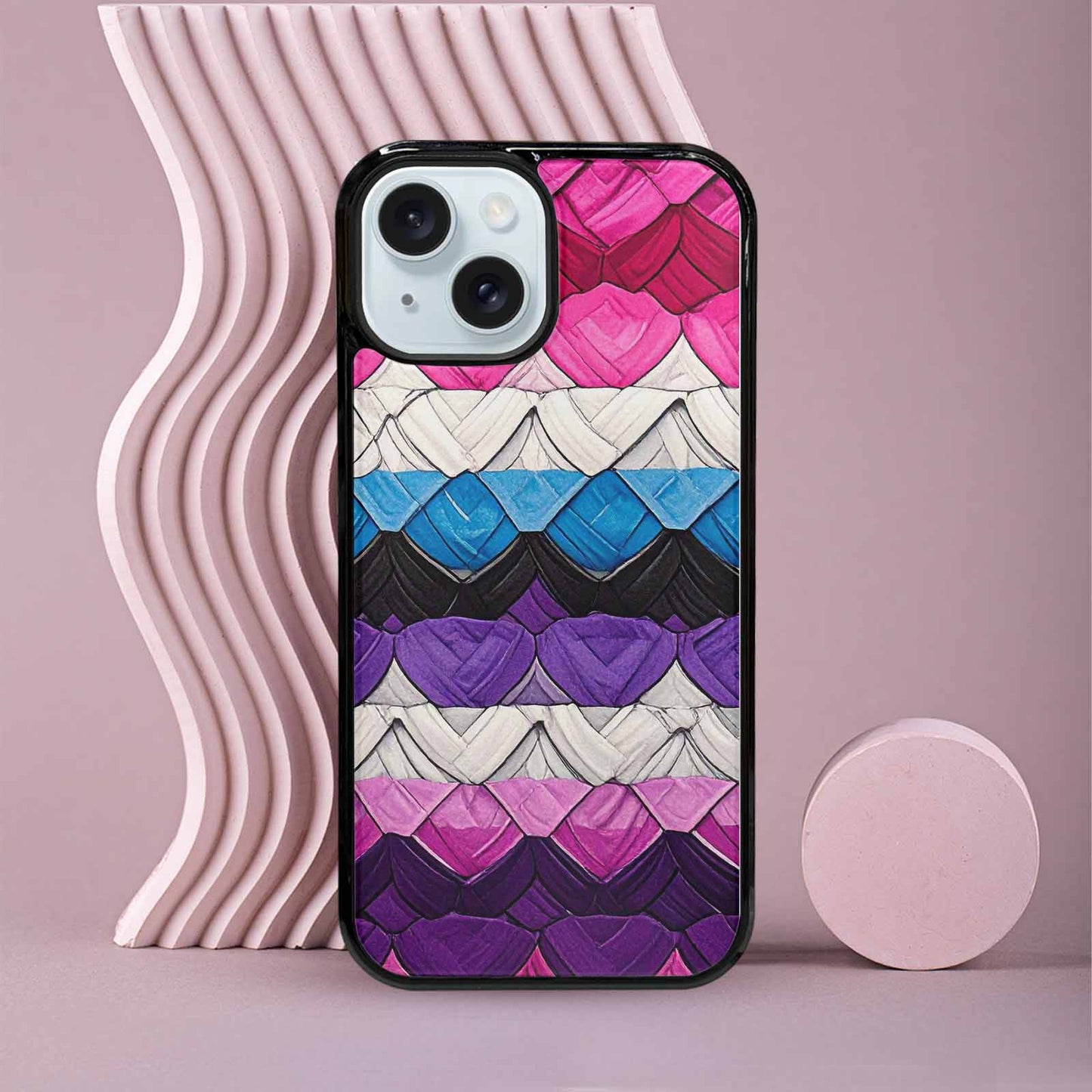 iPhone 15 Case — Genderfluid Flag Color Theme Small Rainbow, Customized Protective Case