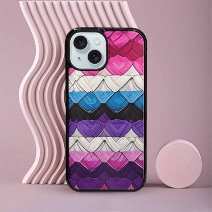 iPhone 15 Case — Genderfluid Flag Color Theme Small Rainbow, Customized Protective Case