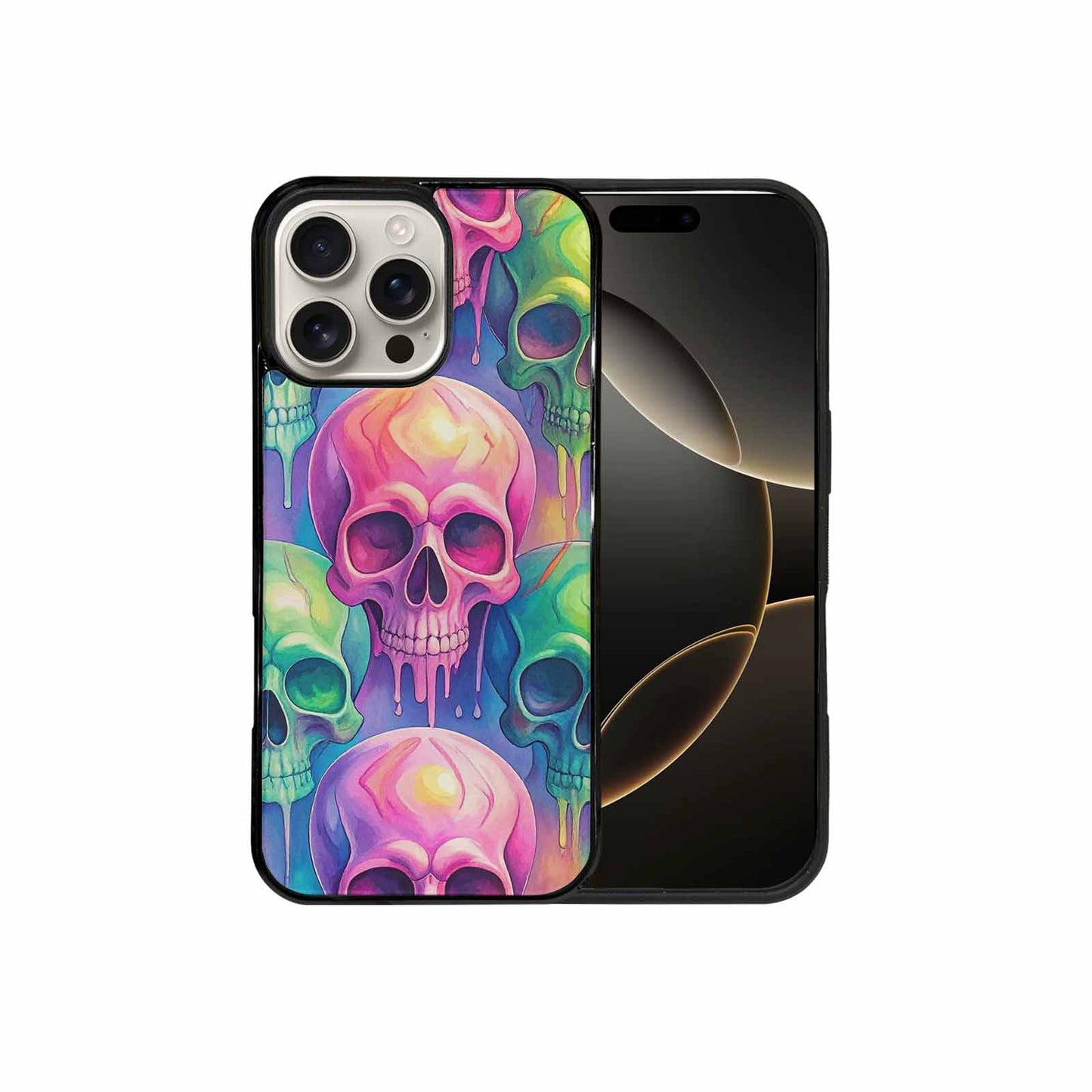 iPhone 16 Pro Max Case — Candy Color Dripping Skulls Custom, Personalized Phone Case
