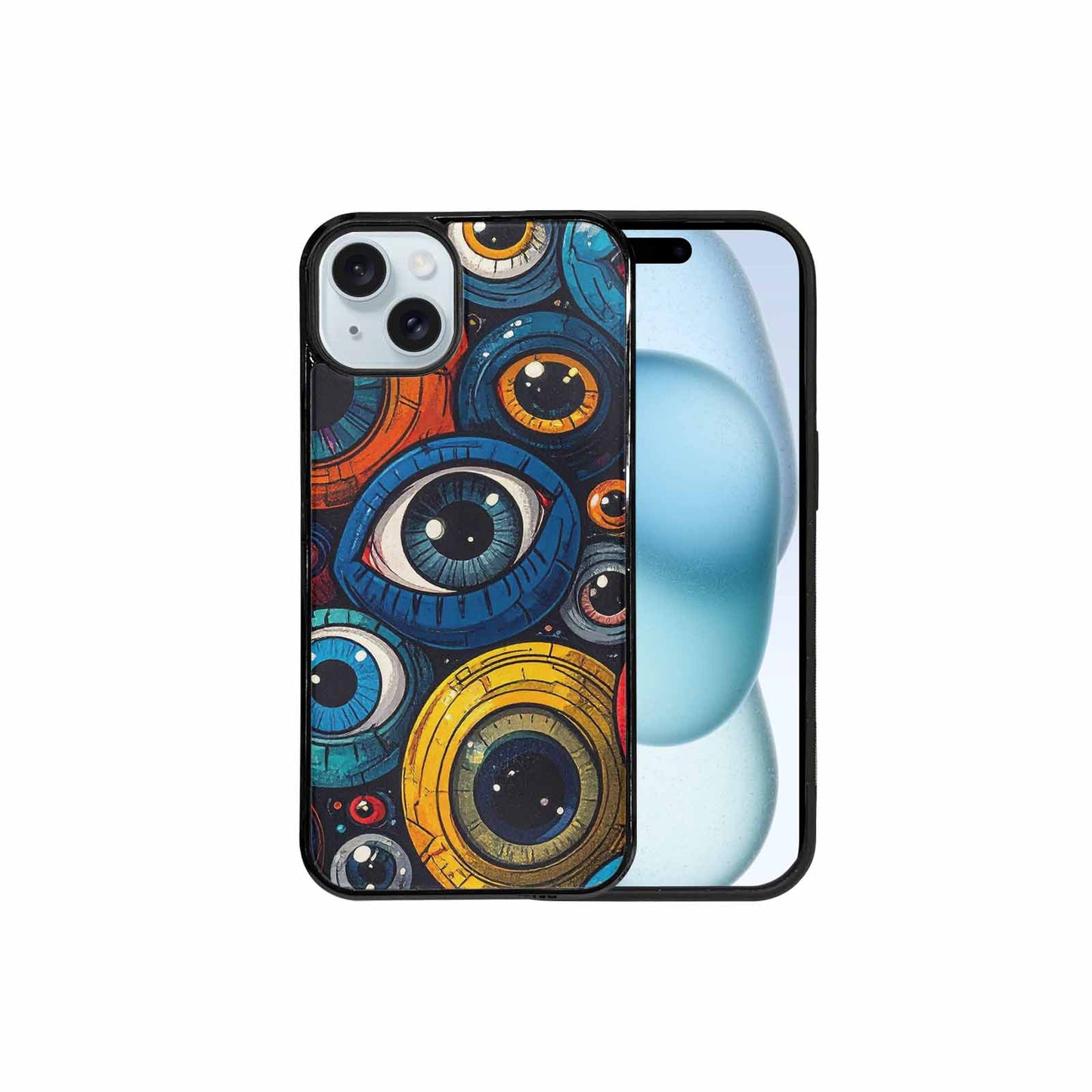 iPhone 15 Plus Case — Cartoon Eyeballs, Custom Printed Phone Case