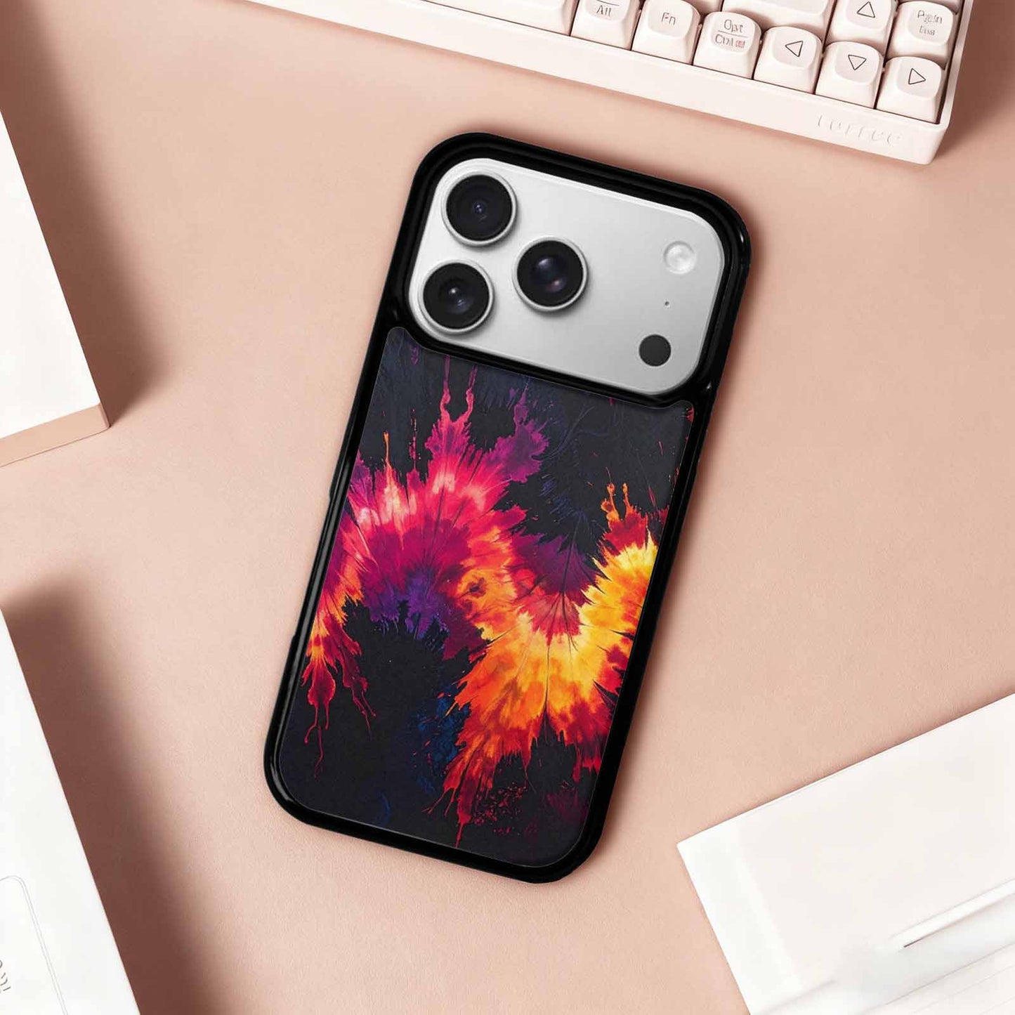 iPhone 17 Pro Case — Tie Dye Dark Art Seamless Tie, Original Design Phone Case