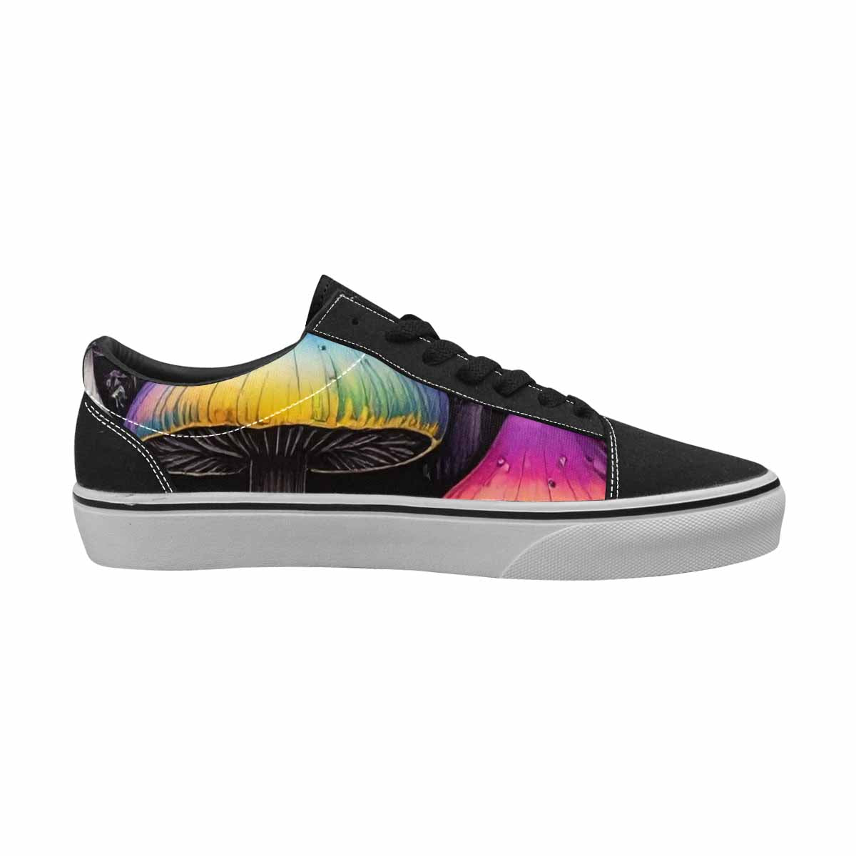 WOMEN'S Rainbow Drip Mushrooms Lace-Up Canvas Aesthetic Custom Shoes
