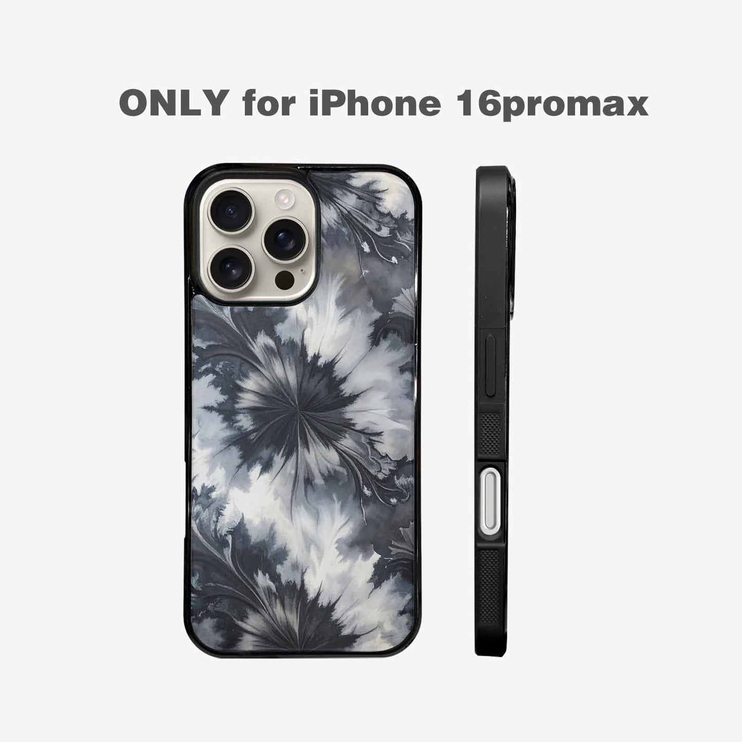 iPhone 16 Pro Max Case — Tie Dye Black And Gray Blended, Custom Art Phone Cover