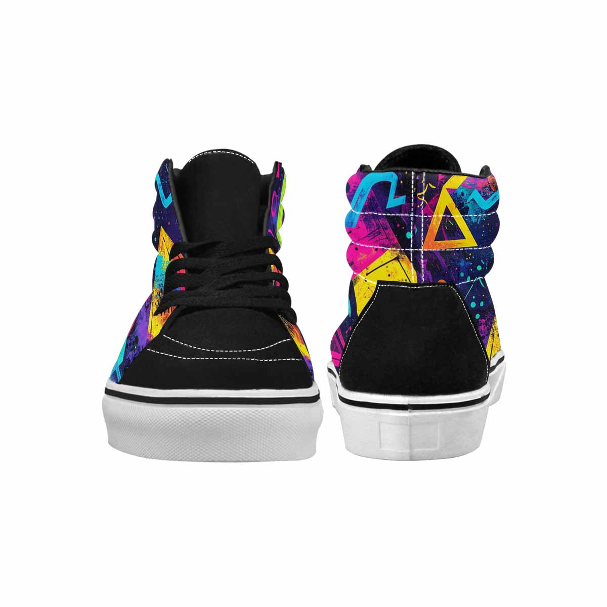 MEN'S Memphis Squiggles Triangles Dots High Top Canvas Dark Academia Custom Sneakers