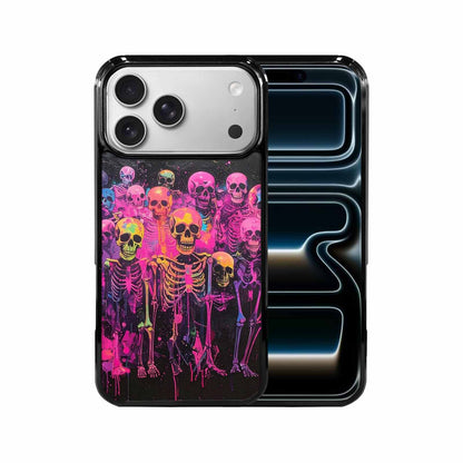 iPhone 17 Pro Max Case — Skeletons Neon Pink Glowskelet Original Art, Personalized Phone Case