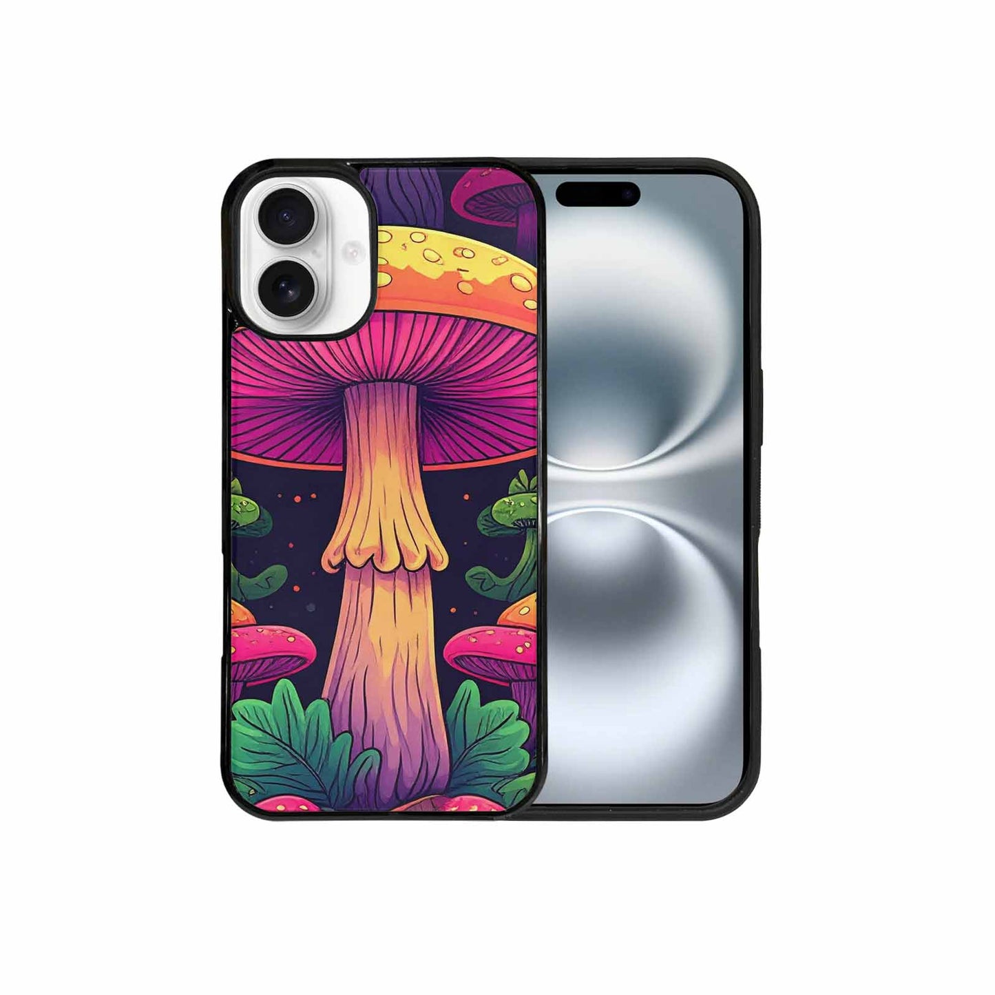 iPhone 16 Plus Case — Psychedelic Mushroom Cartoon Pattern, Original Design Phone Case