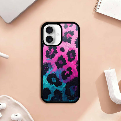 iPhone 17 Case — Leopard Neon Pink Teal Airbrush Animal, Personalized Phone Case