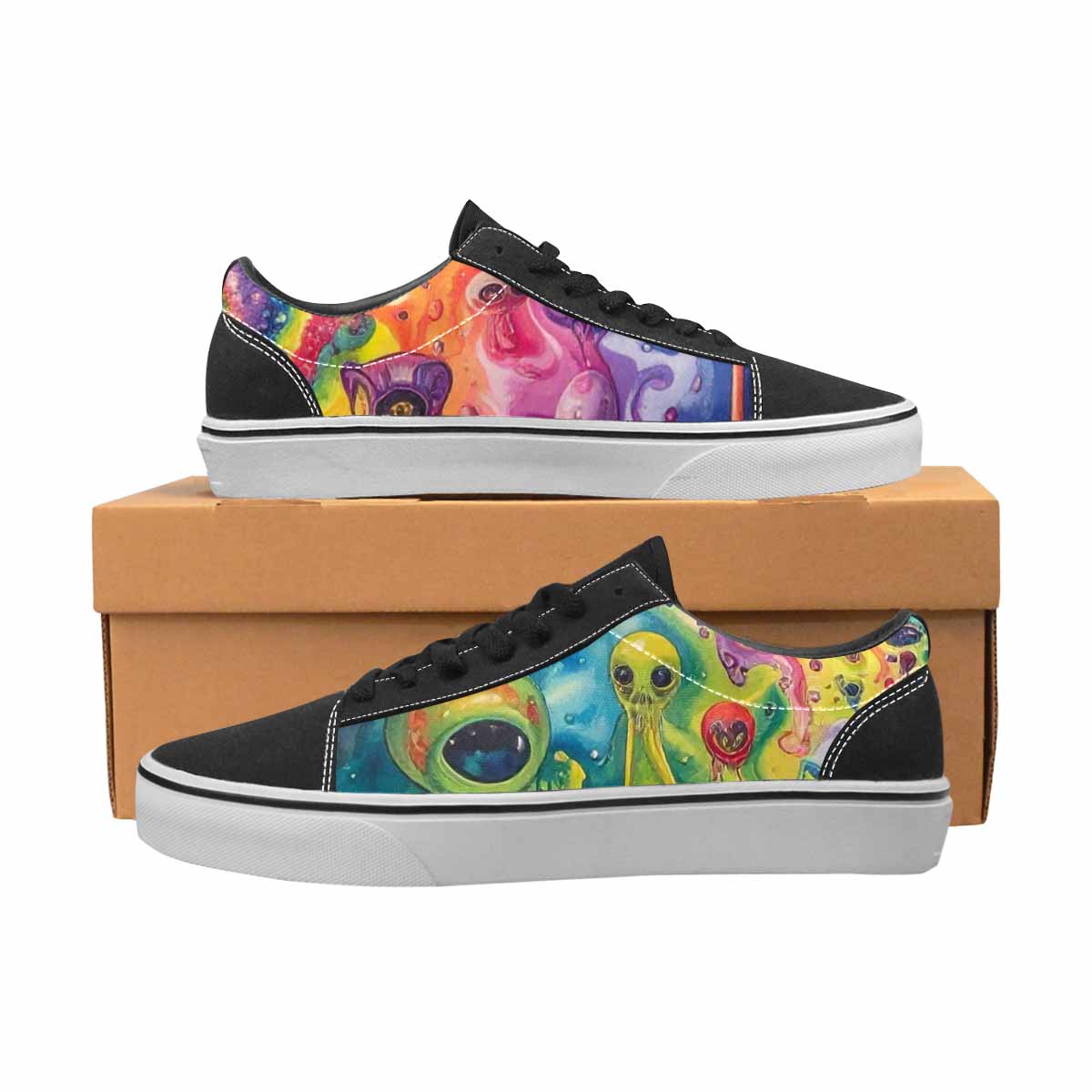 WOMEN'S Aliens  Tie Dye Lace-Up Canvas Dark Academia Custom Sneakers