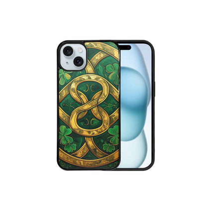 iPhone 15 Plus Case — Irish Celtic Knot Pattern Shamrocks Seamless, Custom Phone Case
