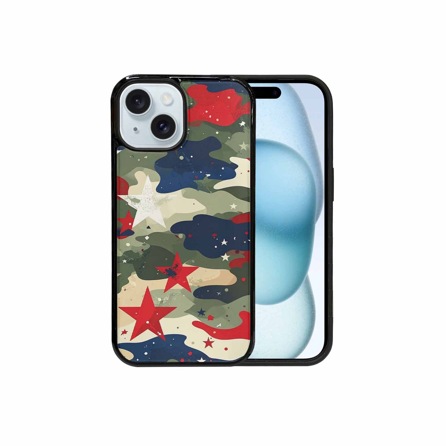 iPhone 15 Case — Military Camo Blotch Texture Blended With, Custom Printed Phone Case