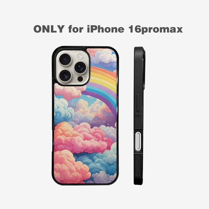 iPhone 16 Pro Max Case — Cloud And Rainbow Burst Pattern Hundreds, Personalized Phone Case