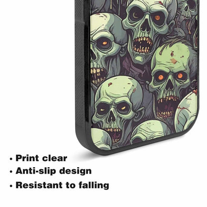iPhone 15 Plus Case — Zombie Head Pattern Hundreds Of Small, Custom Art Phone Cover