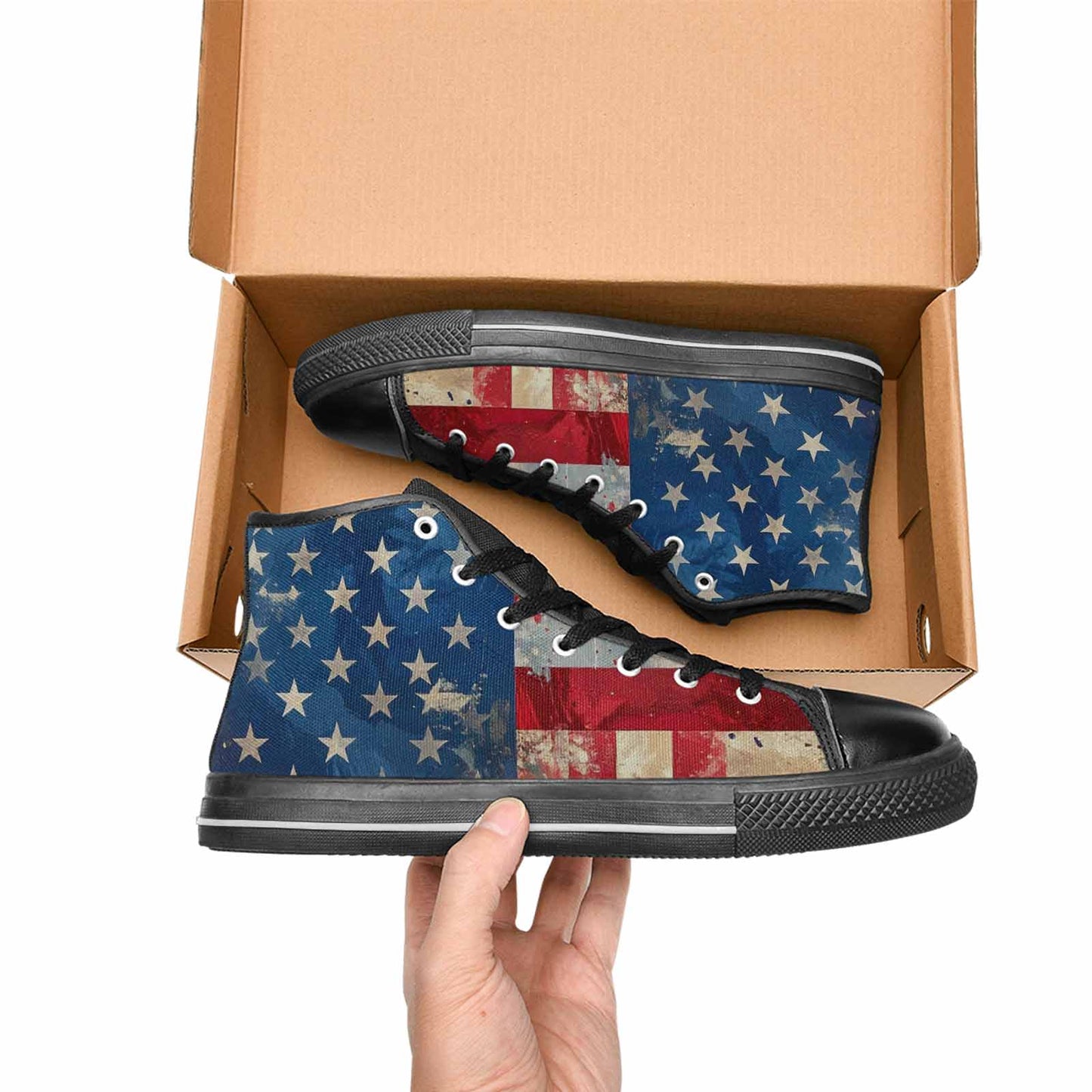 MEN'S American Flag Stars High Top Canvas Dark Academia Shoes