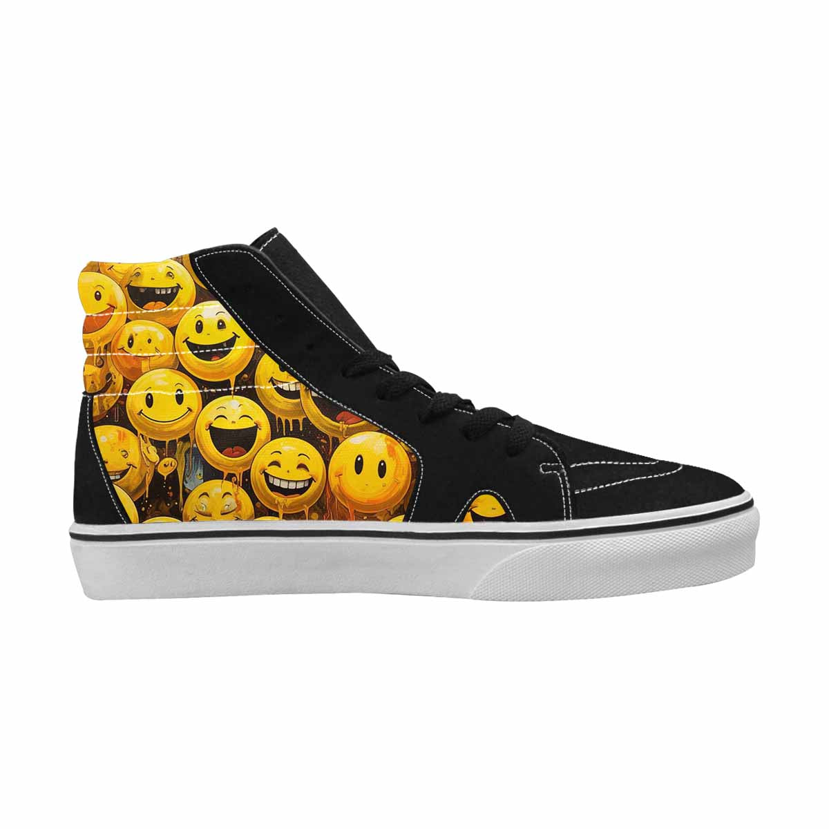 MEN'S Melting Moon Smiley  High Top Canvas Grunge Custom Shoes