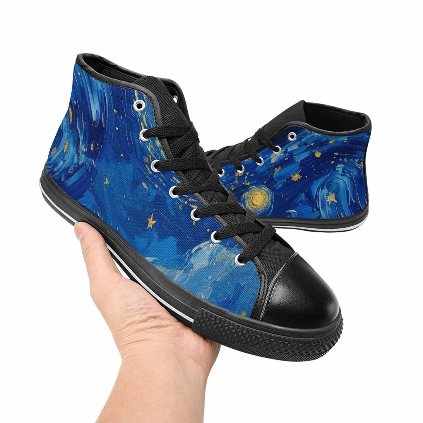 MEN'S Starry Night Galaxy High Top Canvas Cottagecore Custom Shoes