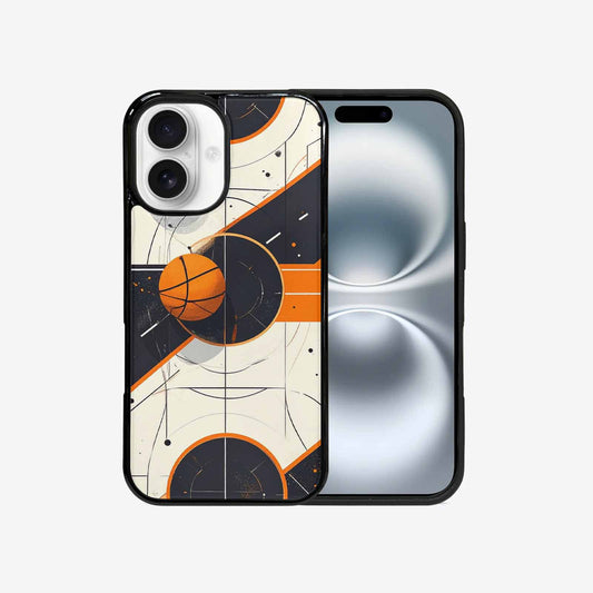 iPhone 16 Case — Basketball Pattern Court Lines And Balls, Custom Designed Case Cover