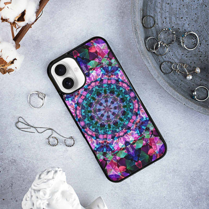 iPhone 16 Plus Case — Crystal Mandala Art Seamless Pattern Vibrant, Personalized Phone Case