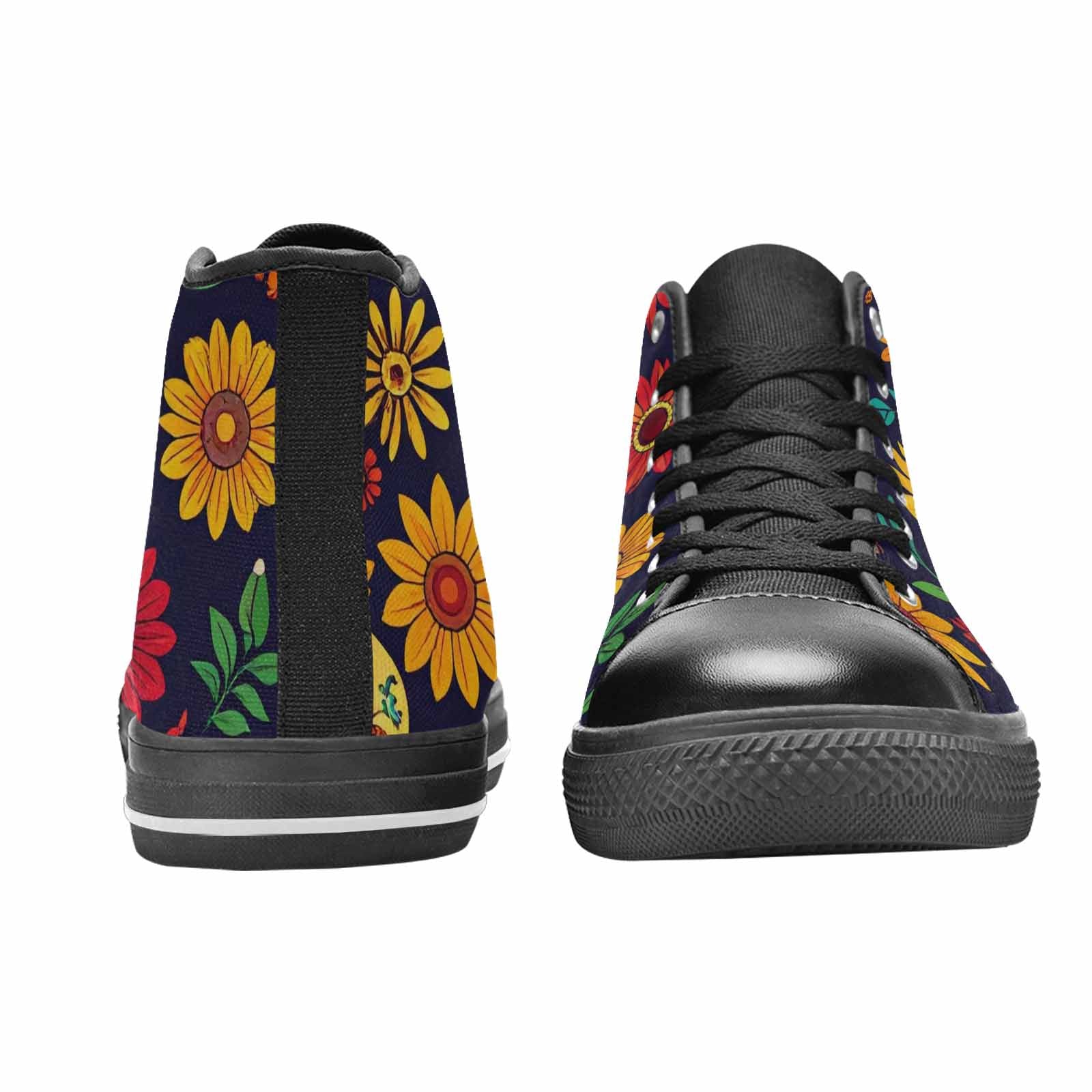 MEN'S Sunflowers And Skulls High Top Canvas Neon Fantasy Shoes