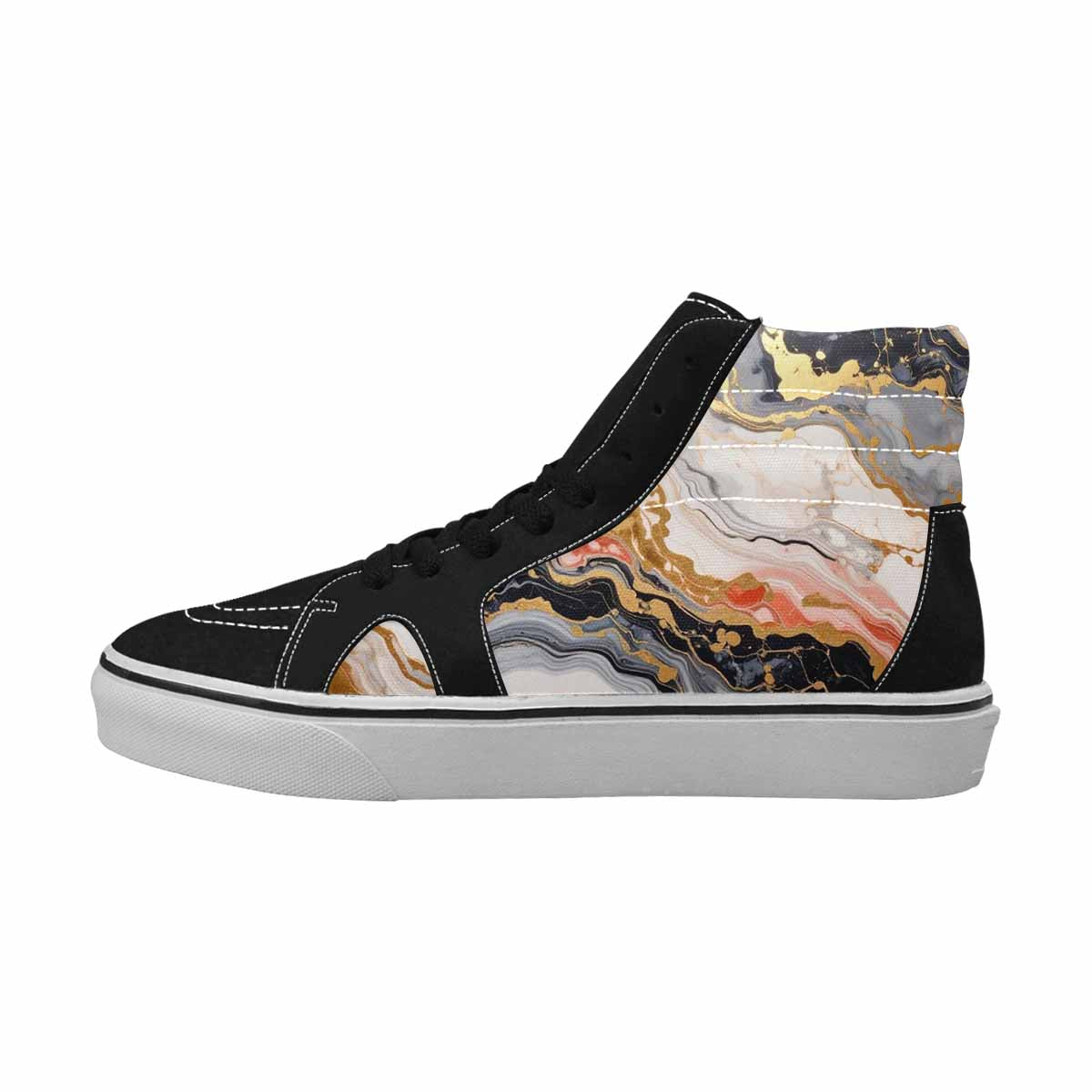 MEN'S Marble Vein High Top Canvas Wallpaper Art Custom Sneakers