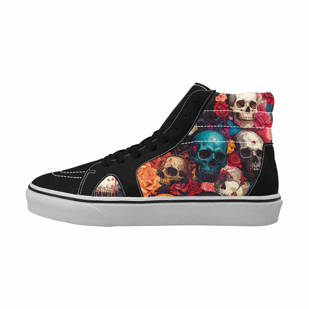 MEN'S Skulls Roses Skulls Roses High Top Canvas Grunge Custom Shoes