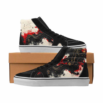MEN'S Zodiac Black & Red Ink High Top Canvas Artist-designed Y2K Custom Canvas Shoes
