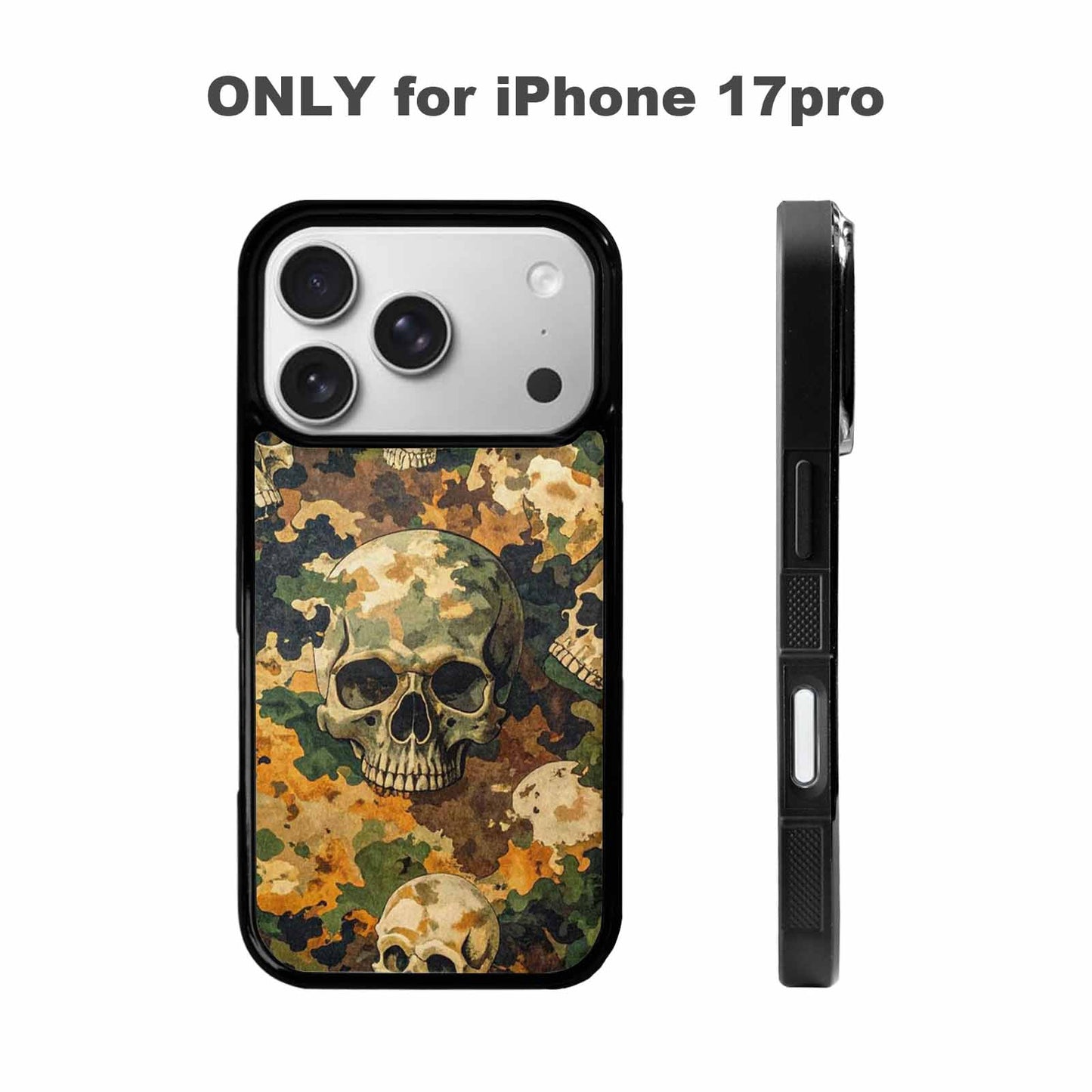 iPhone 17 Pro Case — Military Camo Texture Combined With Gothic, Custom Printed Phone Case