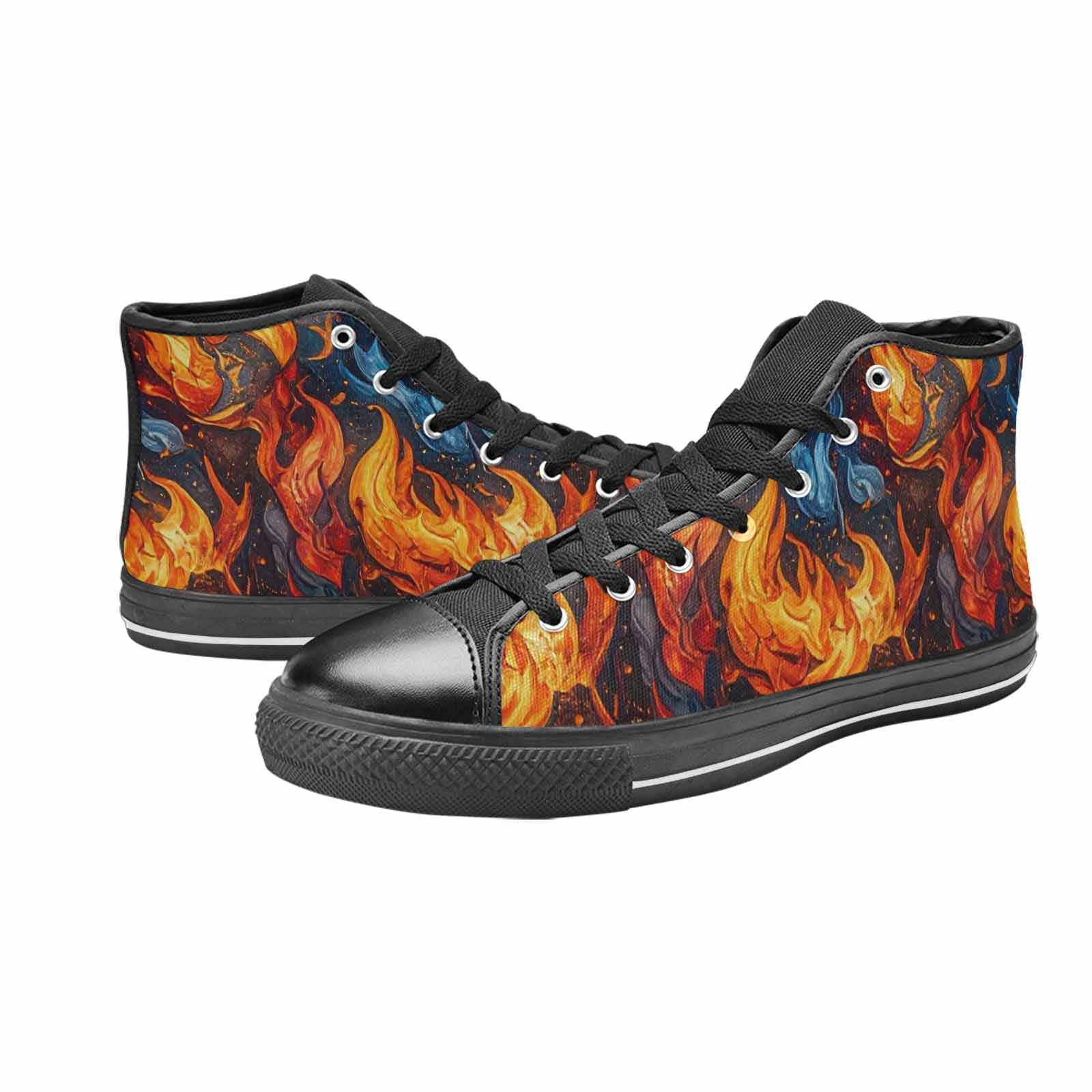 WOMEN'S Fire Flame High Top Canvas Wallpaper Art Shoes