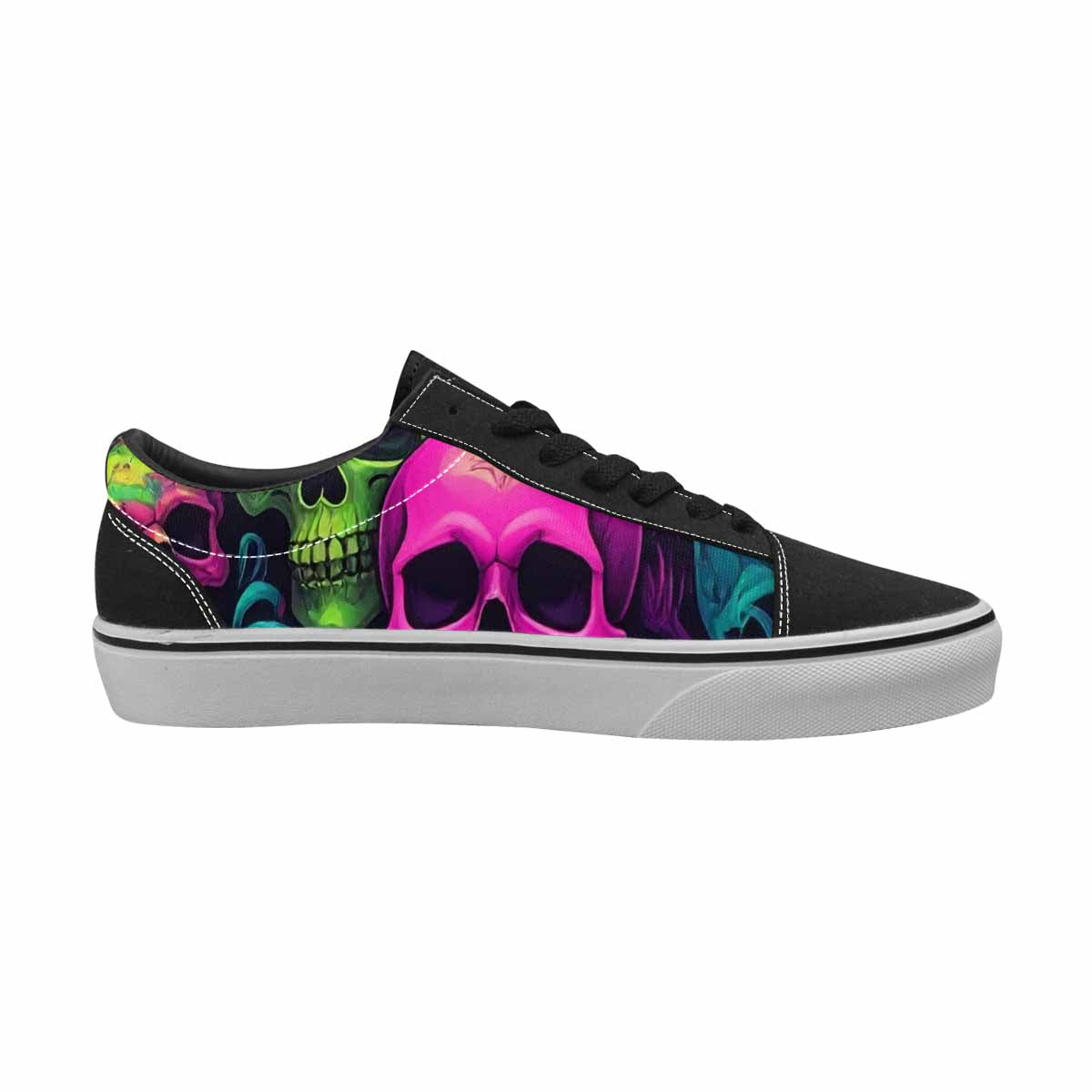 WOMEN'S Skulls - Neon Canvas Lace-Up Wallpaper Art Sneakers