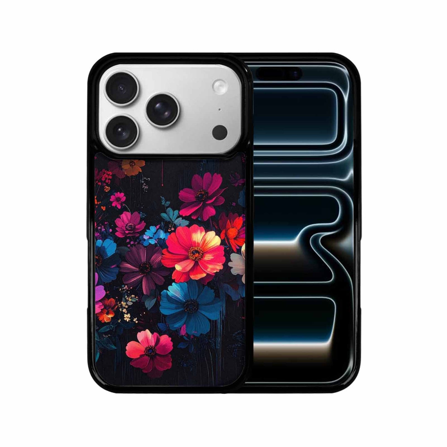 iPhone 17 Pro Case — Shadowy Glitch Floral Pattern Hundreds Floral, Custom Designed Case Cover