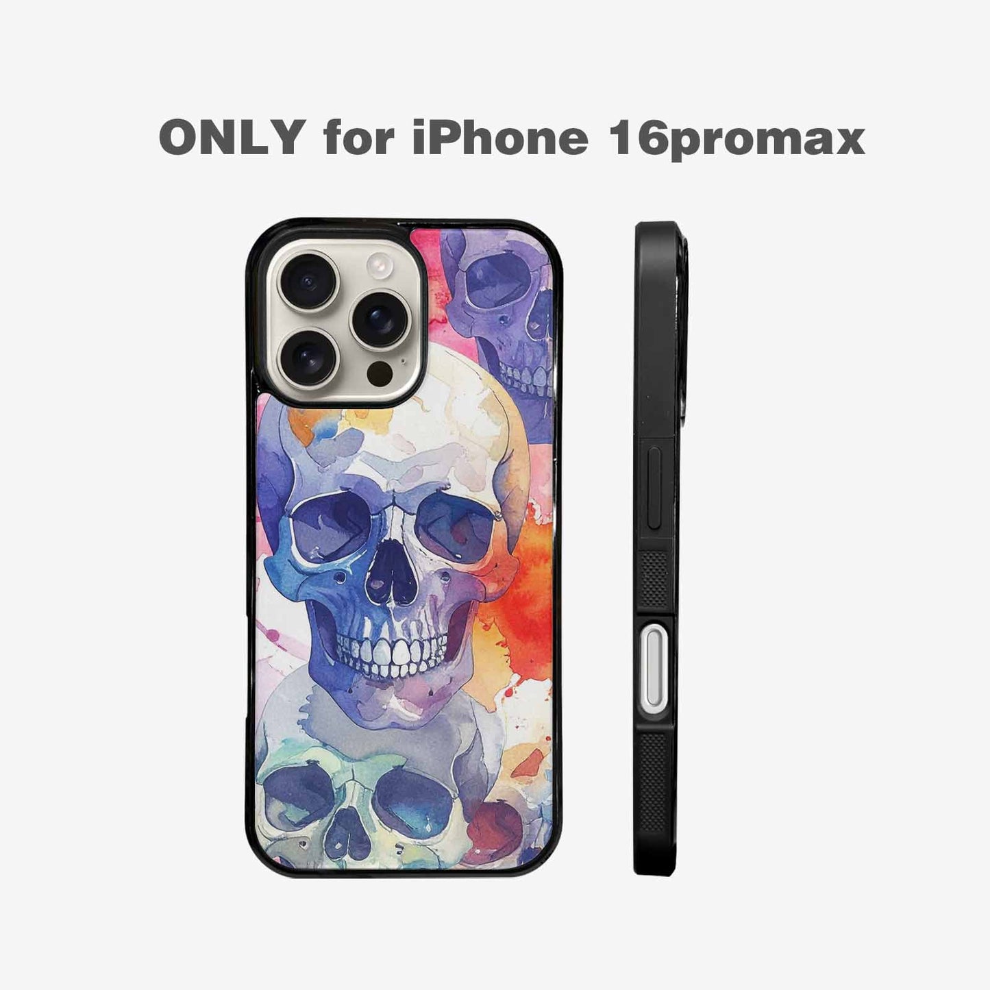 iPhone 16 Pro Max Case — Kulls Watercolor Skulls Small Skull Pattern, Custom Print Case Cover