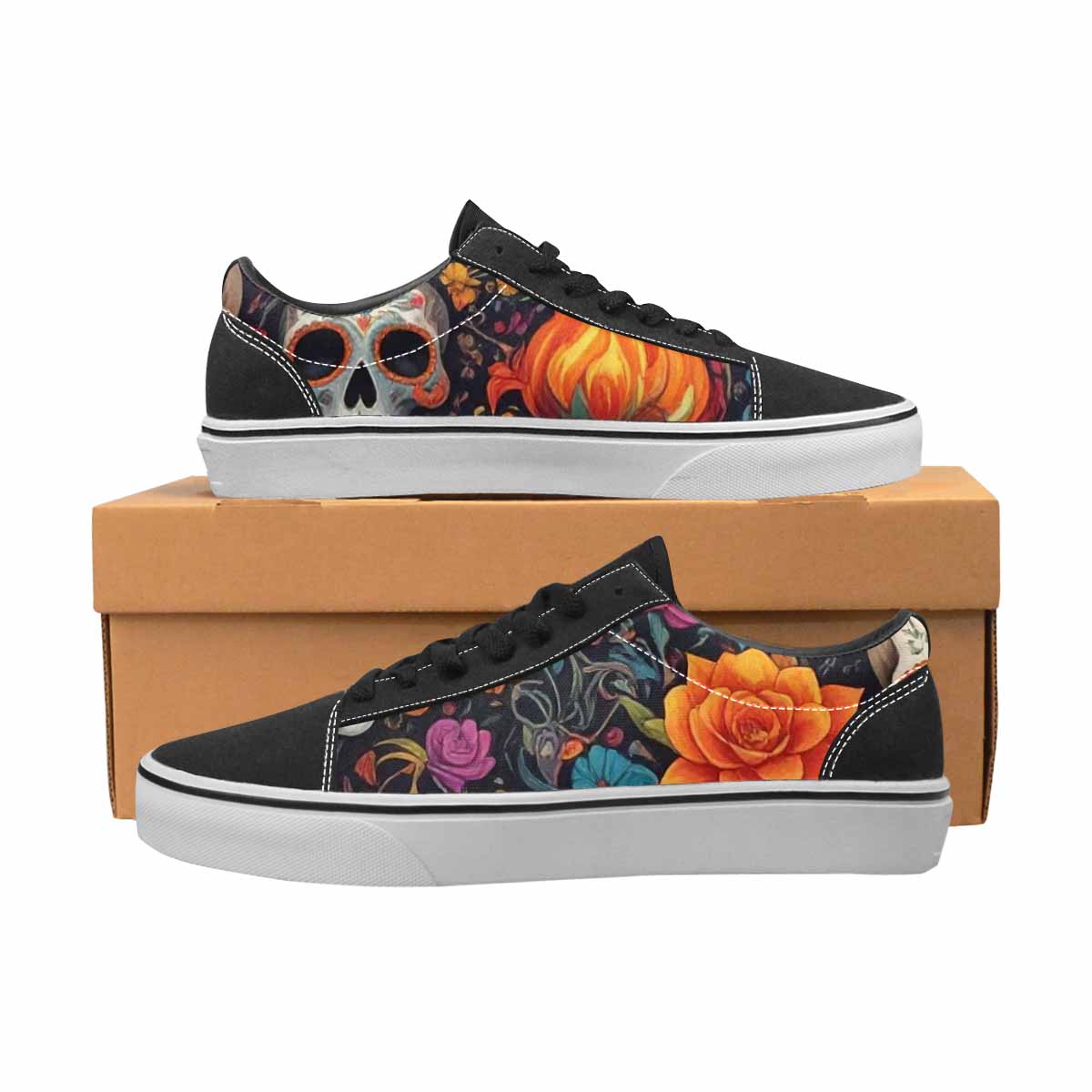 MEN'S Skull Canvas Lace-Up Grunge Custom Sneakers