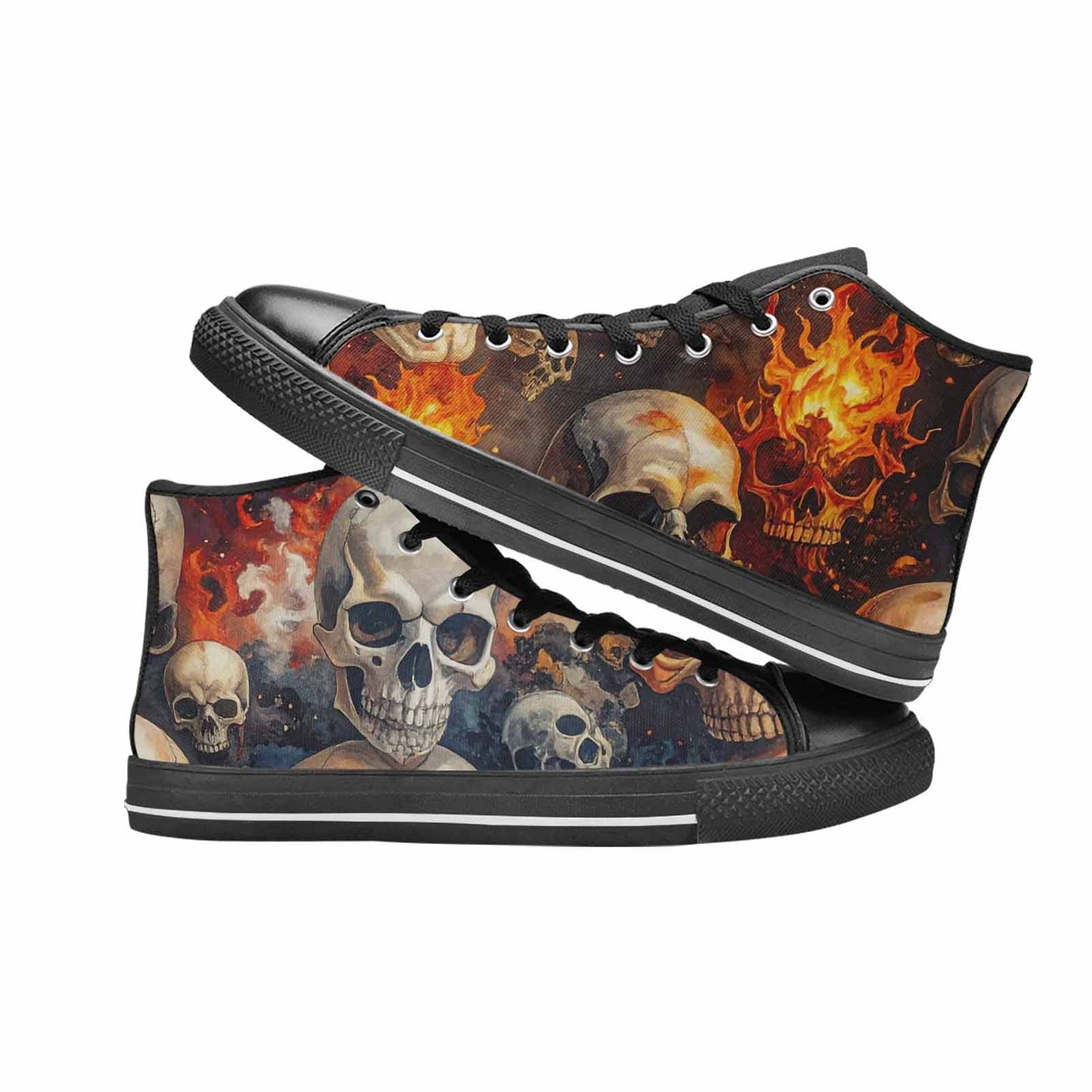 MEN'S Skulls - Flaming High Top Canvas Vivid Sneakers