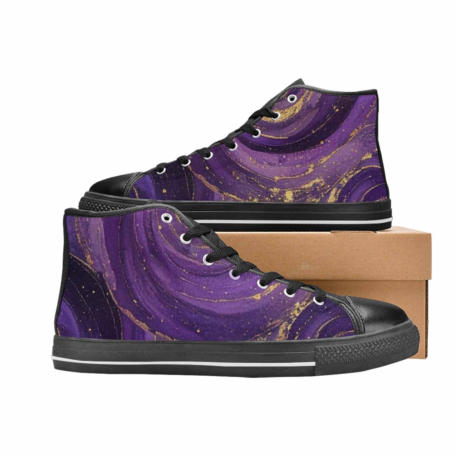 WOMEN'S Starry Night Nebula Brushstroke High Top Canvas Wallpaper Art Shoes