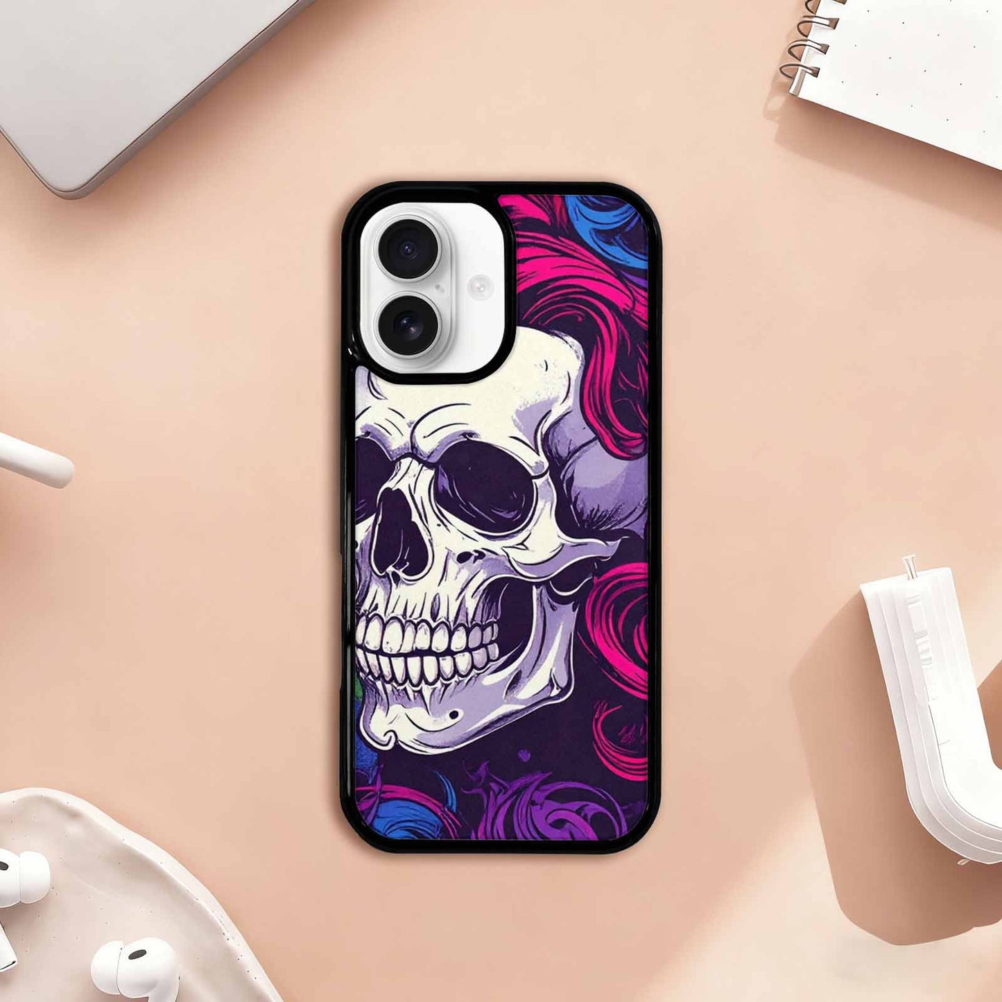 iPhone 17 Case — Pride Flag Skulls Seamless Gothic Skulls, Custom Art Phone Cover