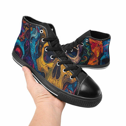 WOMEN'S Snakes And Skulls Collage High Top Canvas Dark Academia Custom Sneakers
