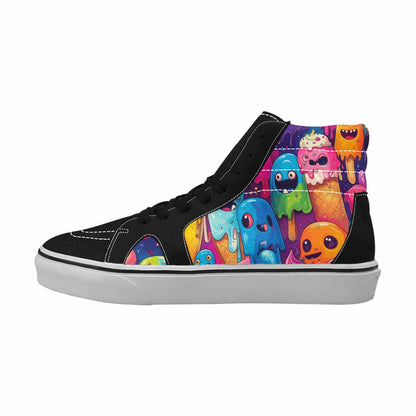 MEN'S Melting Ice Cream Monster High Top Canvas Neon Fantasy Custom Shoes