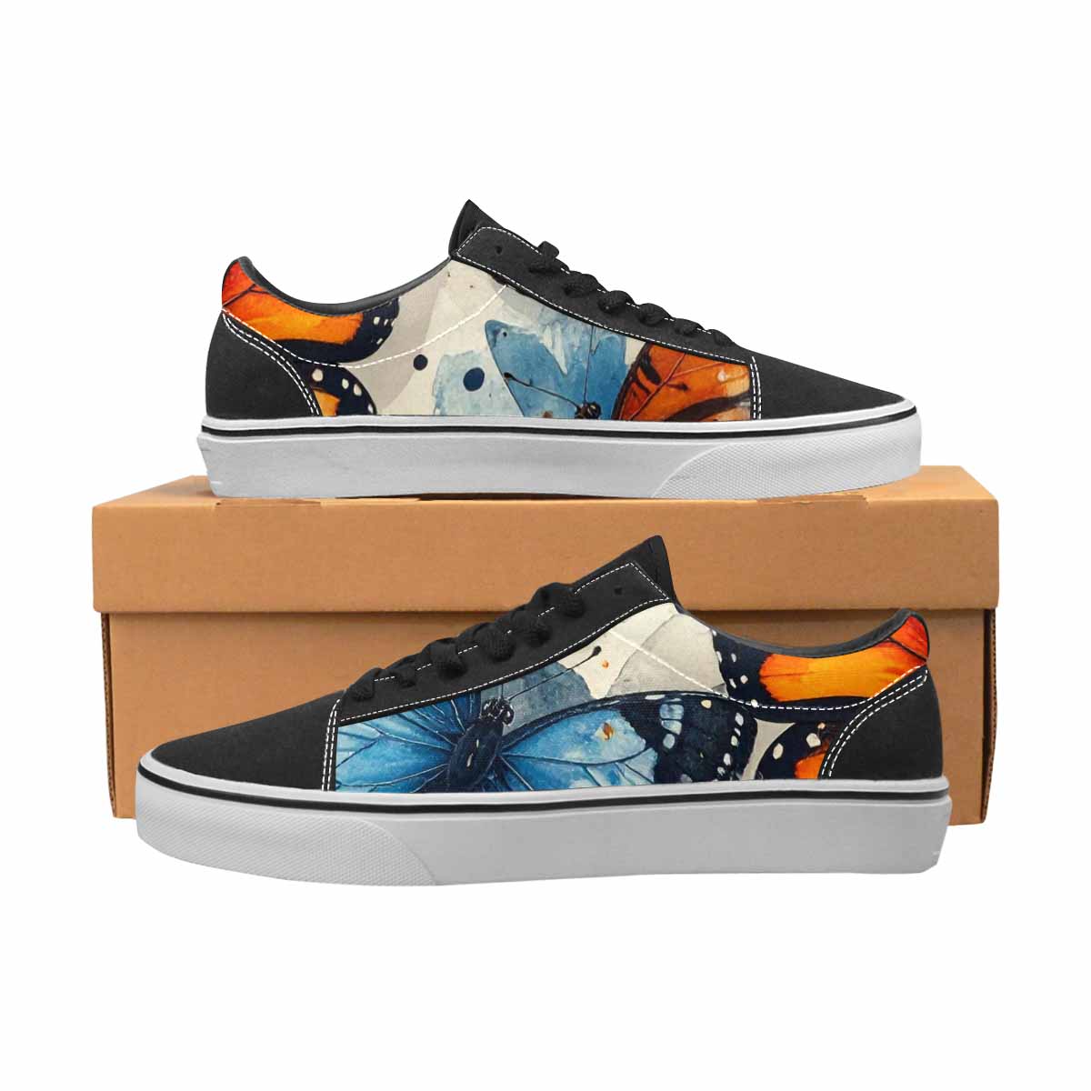 MEN'S Butterfly Wing Canvas Lace-Up Vibrant Chaos Custom Shoes