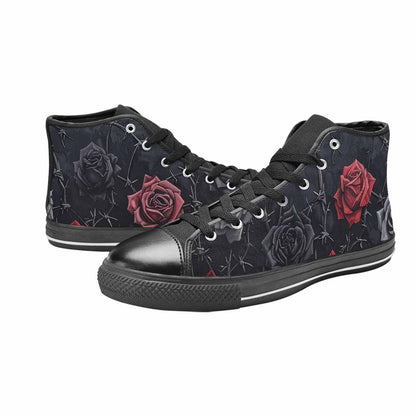 MEN'S Black Gothic Rose High Top Canvas Vibrant Chaos Custom Shoes