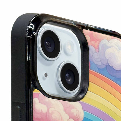 iPhone 15 Case — Cloud And Rainbow Burst Pattern Hundreds, Custom Art Phone Cover