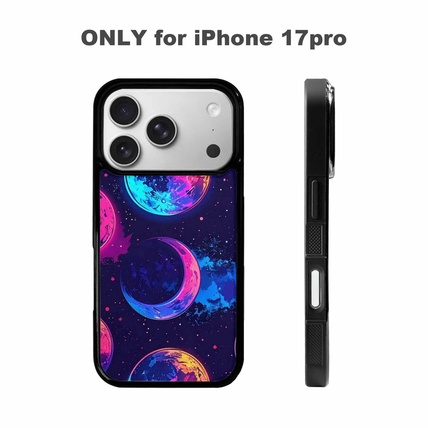 iPhone 17 Pro Case — Neon Winter Moon Seamless Cartoon Cute, Custom Art Phone Cover