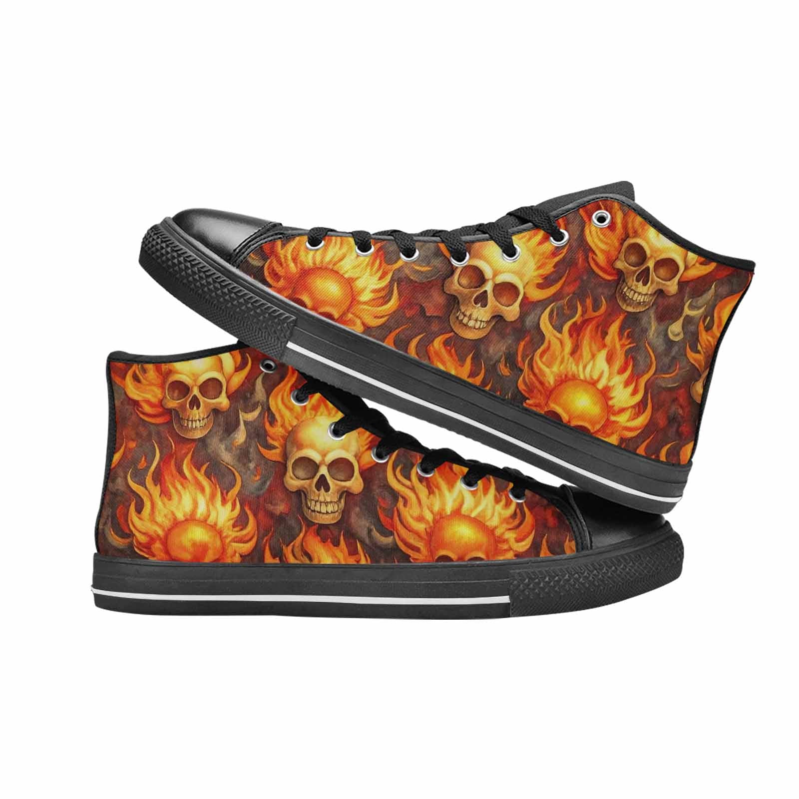 MEN'S Skulls - Flaming High Top Canvas Y2K Custom Sneakers