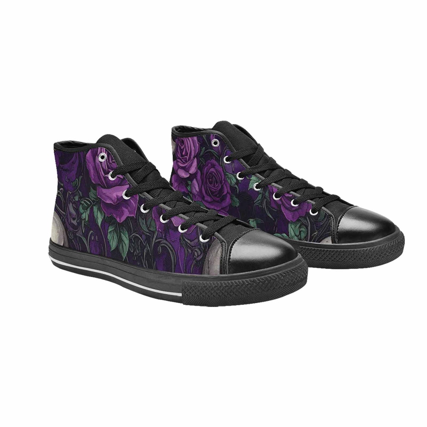 WOMEN'S Skulls Roses Gothic Filigree High Top Canvas Cottagecore Custom Shoes