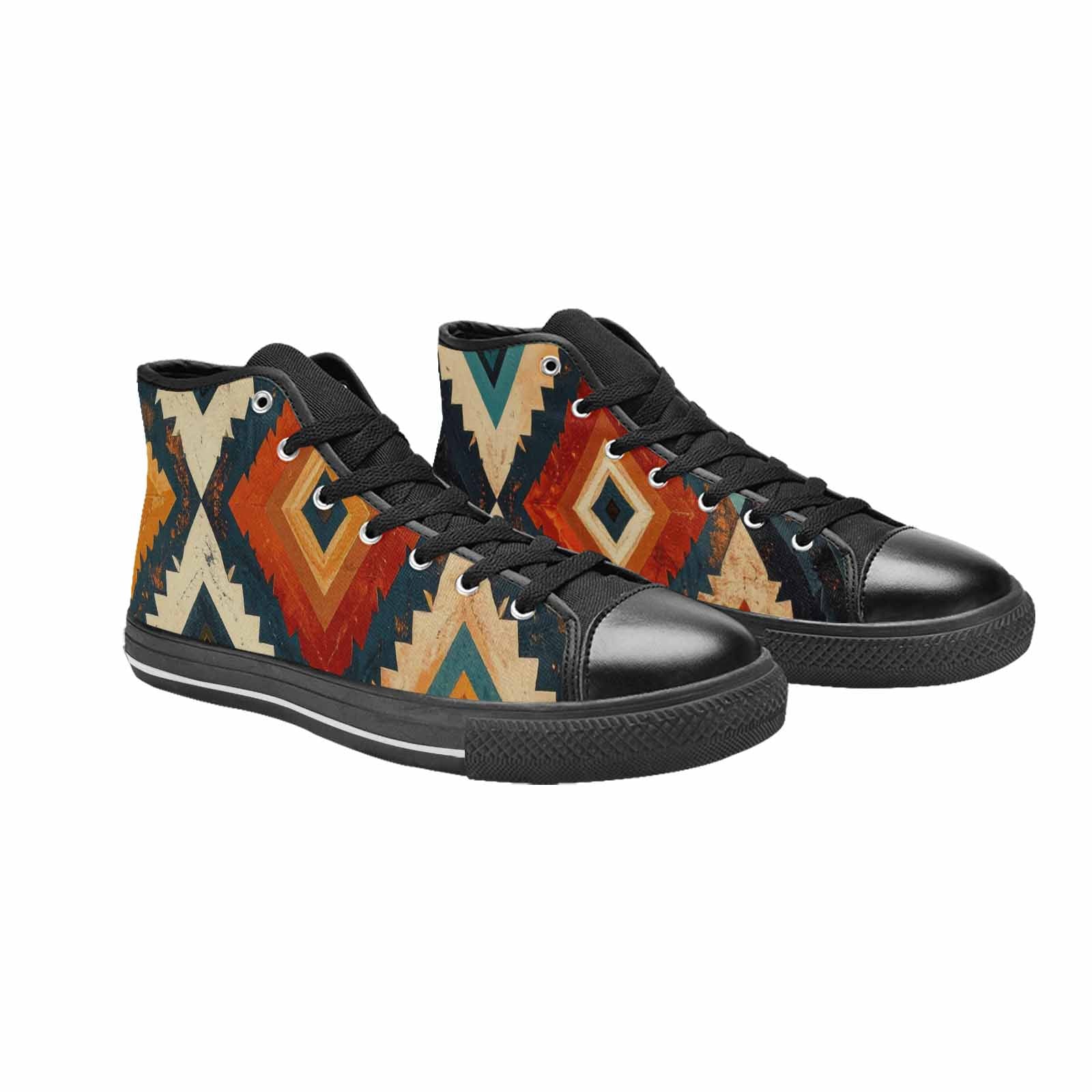 MEN'S Southwestern Geometric Diamond High Top Canvas Wallpaper Art Custom Shoes