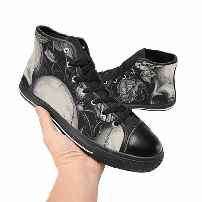 MEN'S Skulls Roses Pen Ink High Top Canvas Dreamcore Sneakers