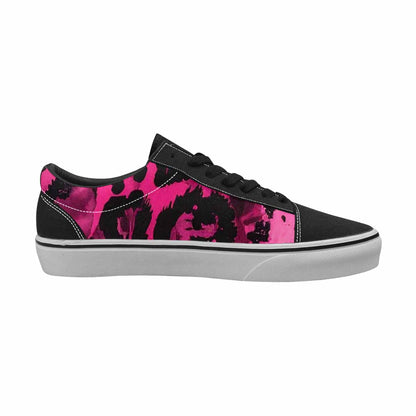 WOMEN'S Leopard Black & Pink Ink Canvas Boutique Vibrant Chaos Custom Streetwear Shoes