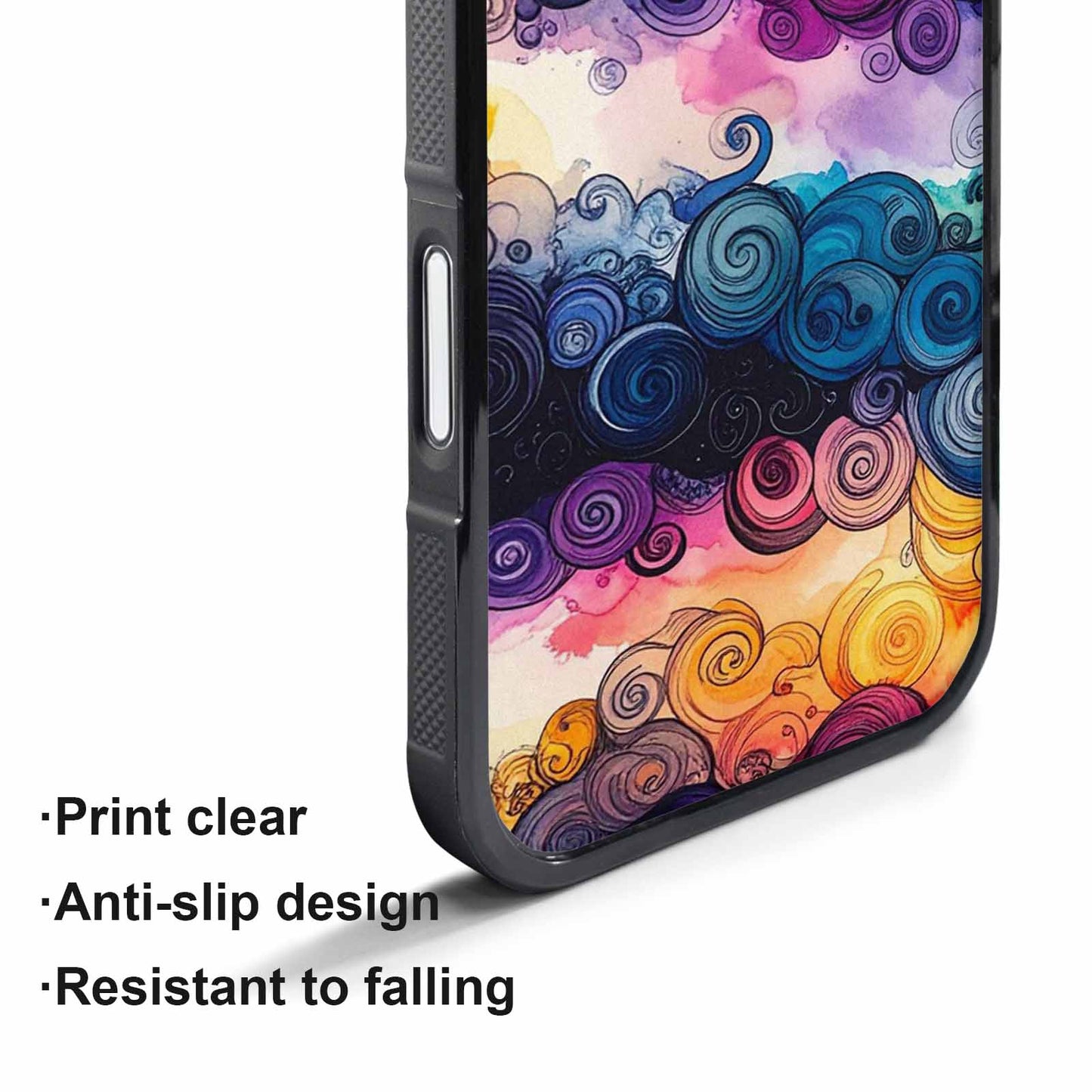 iPhone 17 Pro Case — Tie Dye Swirls Black White Tie, Custom Phone Case
