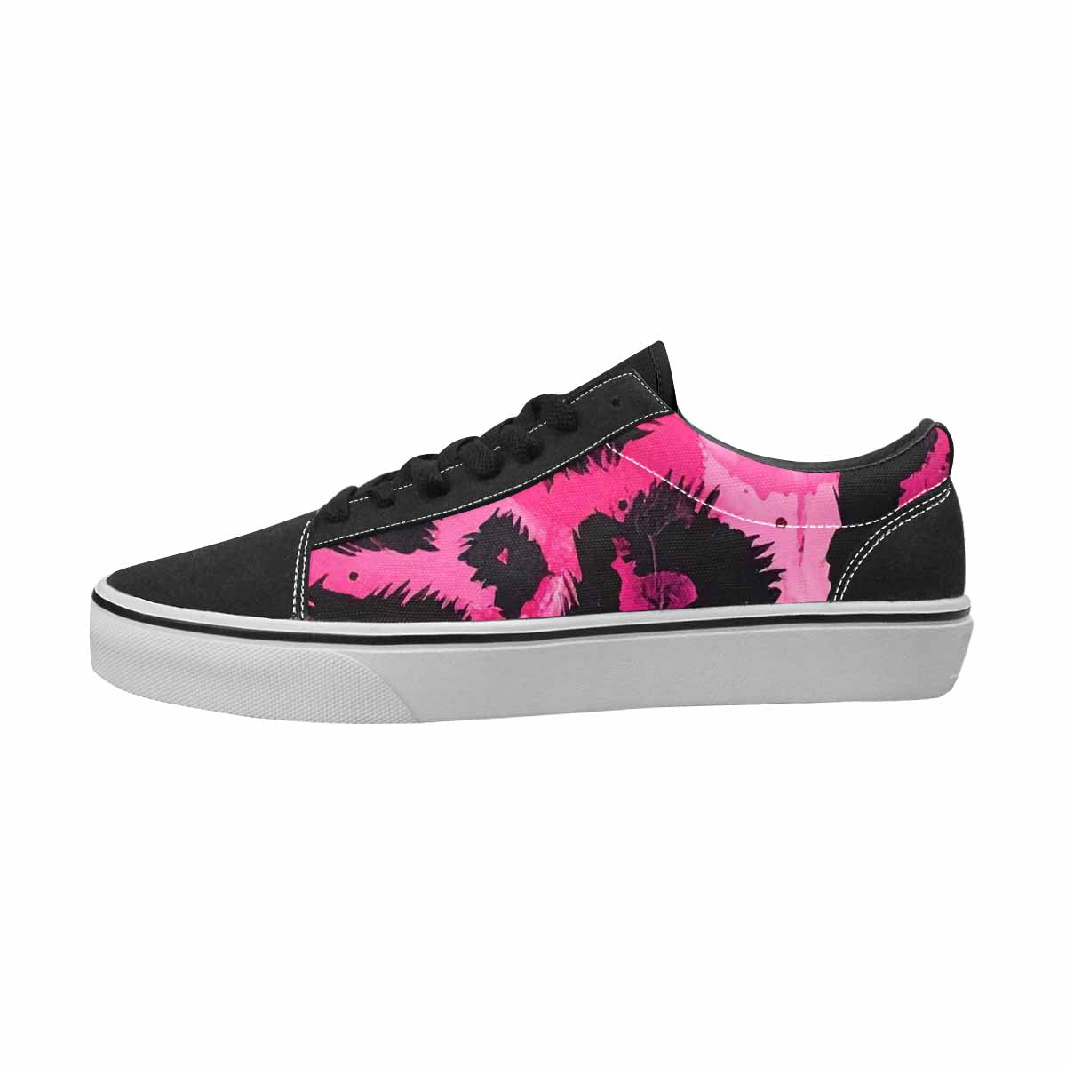 WOMEN'S Leopard Black & Pink Ink Canvas Artist-designed Vibrant Chaos Custom Kicks